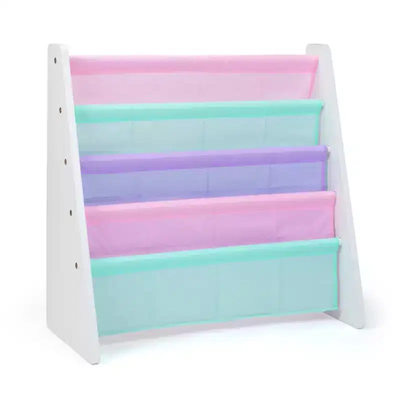 Holland Kids' Bookshelf 4 Tier Book Organizer White/Fresh Pastel - Humble Crew: Small Bookshelf for Kids Room, MDF