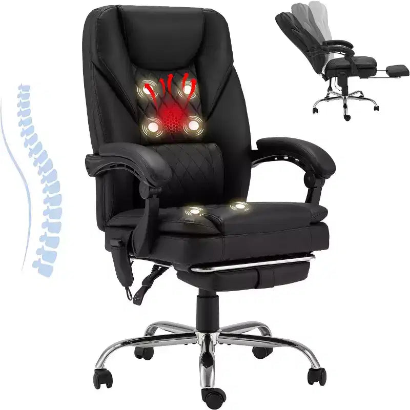 EROMMY 6-Point Massage Office Chair,Black