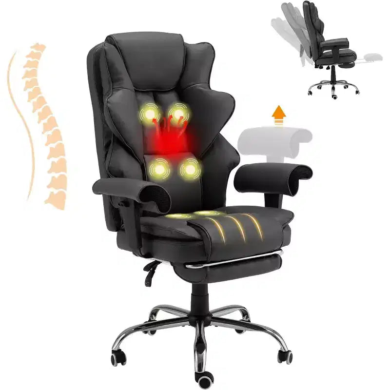 EROMMY 6-Point Massage Office Chair,Grey