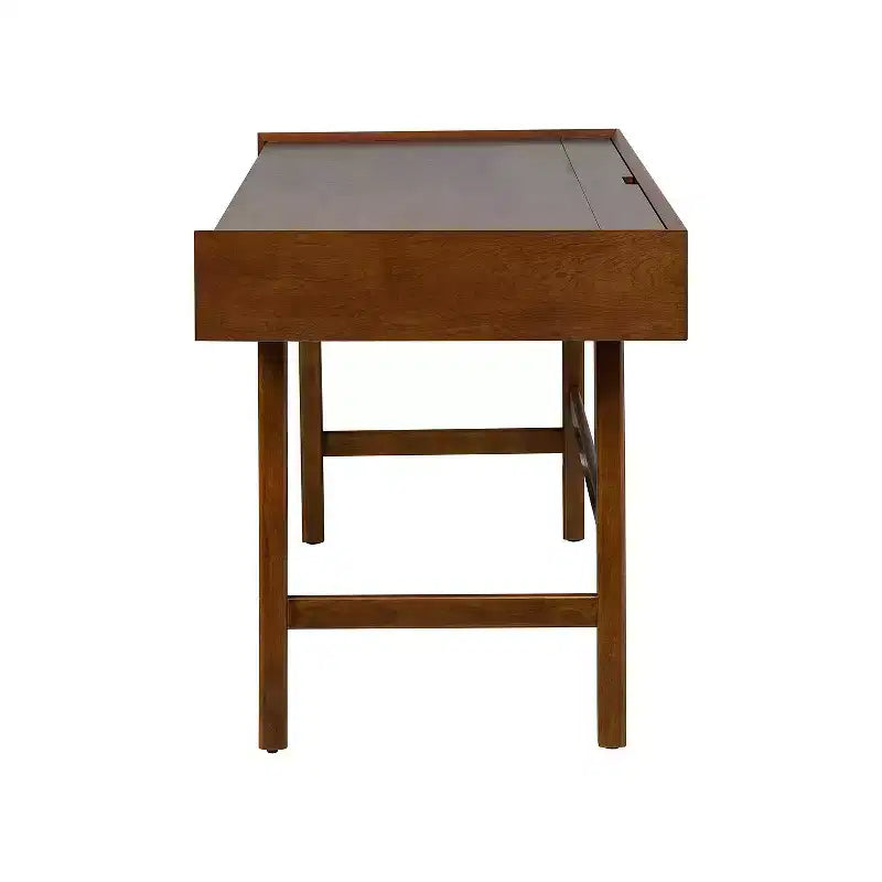 71.5" Writing Desk with Built-in Power Outlets & Storage Drawer, MDF Veneer