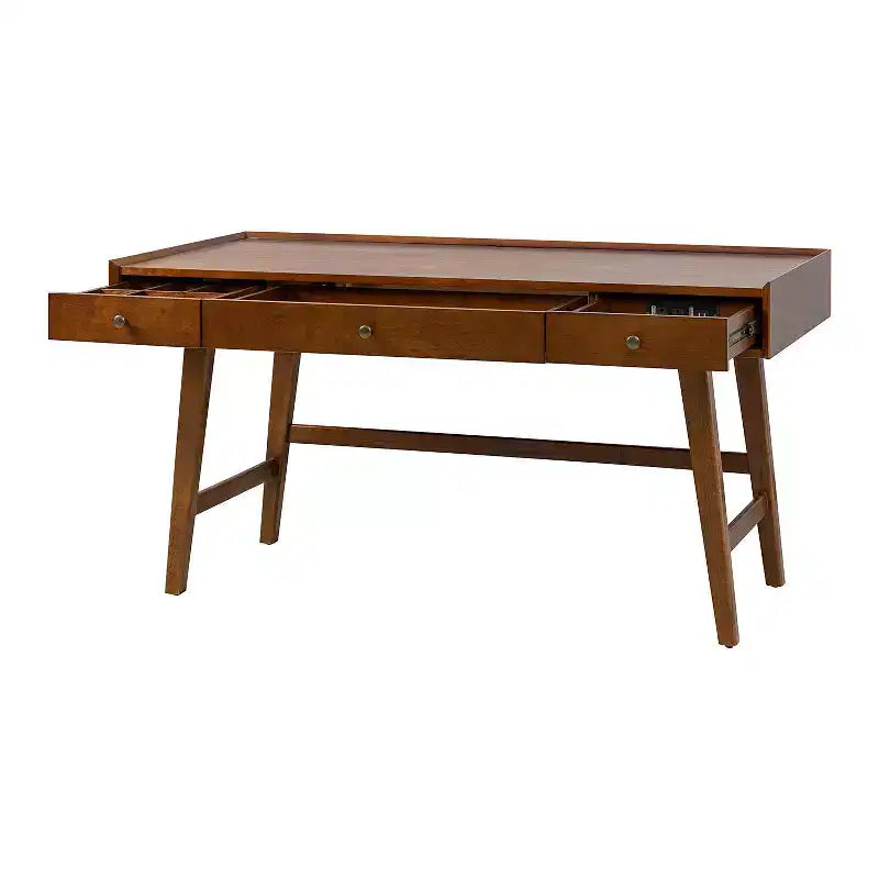 71.5" Writing Desk with Built-in Power Outlets & Storage Drawer, MDF Veneer