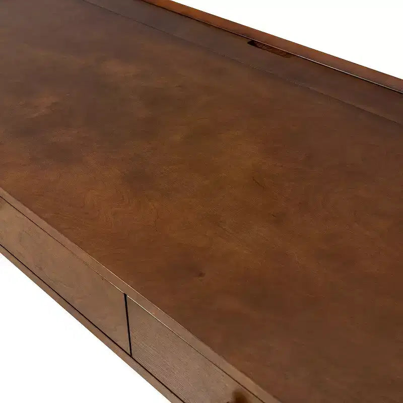 71.5" Writing Desk with Built-in Power Outlets & Storage Drawer, MDF Veneer