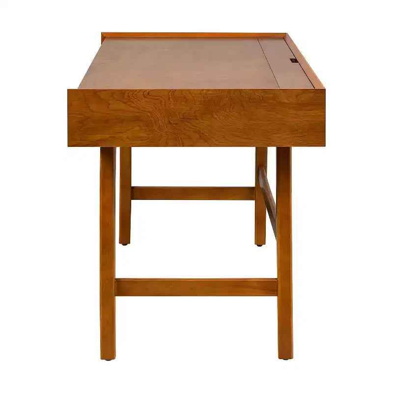 71.5" Writing Desk with Built-in Power Outlets & Storage Drawer, MDF Veneer