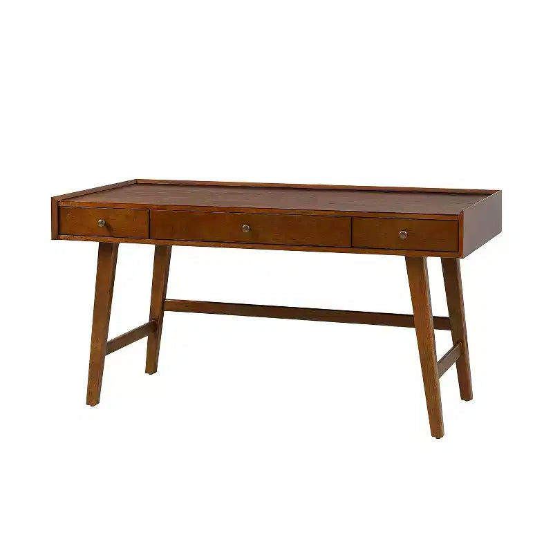 71.5" Writing Desk with Built-in Power Outlets & Storage Drawer, MDF Veneer