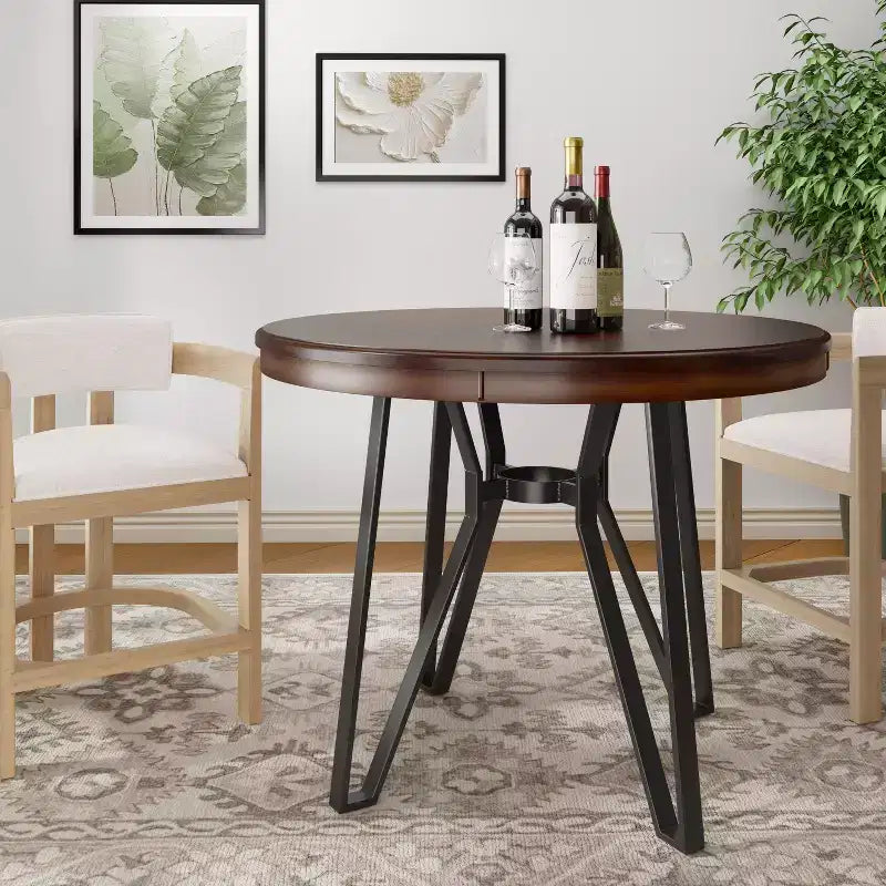46.85" Round Counter Height Dining Table for 4, Modern Hairpin Legs