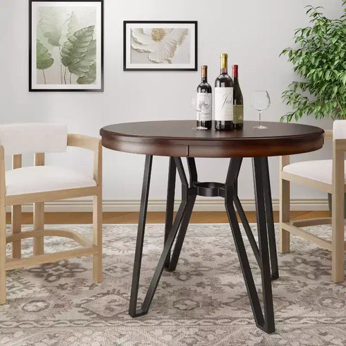 46.85" Round Counter Height Dining Table for 4, Modern Hairpin Legs