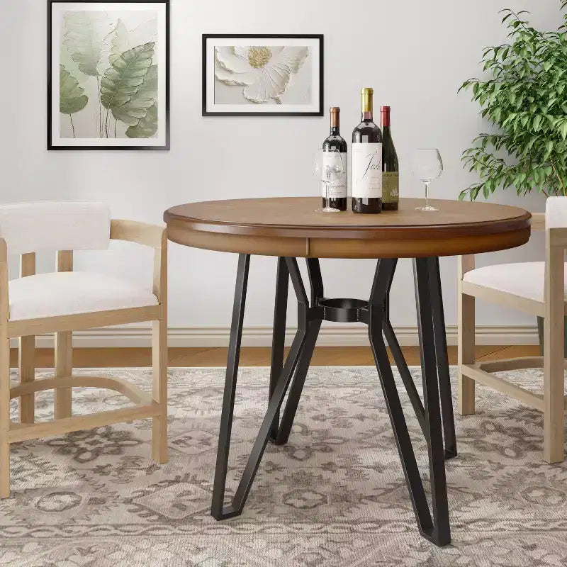 46.85" Round Counter Height Dining Table for 4, Modern Hairpin Legs