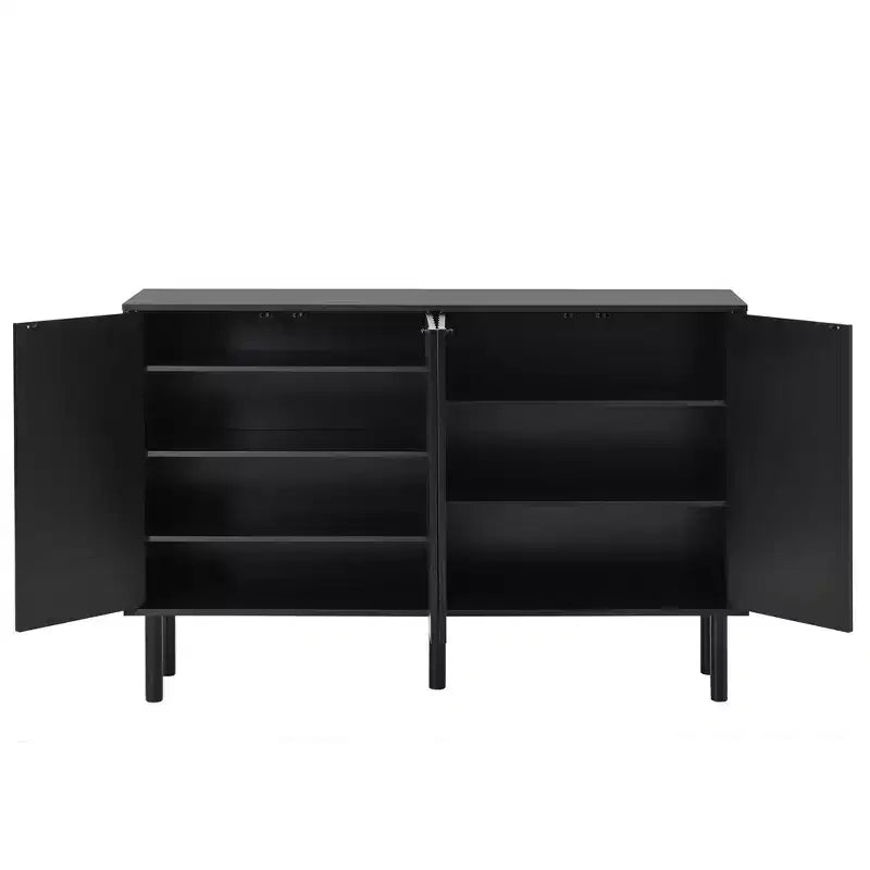 55 Entryway Shoe Cabinet, 3 Tier Shoe Storage Cabinet with 4 Doors, Sideboard Buffet Cabinet with Adjustable Shelves for Hallway Living Room