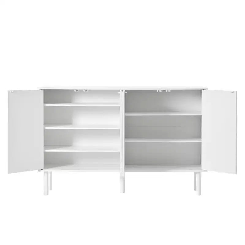 55 Entryway Shoe Cabinet, 3 Tier Shoe Storage Cabinet with 4 Doors, Sideboard Buffet Cabinet with Adjustable Shelves for Hallway Living Room