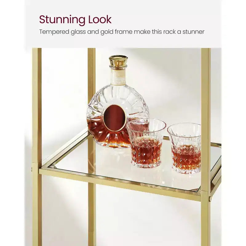 5-Tier Arched Tempered Glass Shelving Unit, Modern Display Shelf