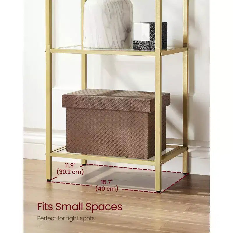 5-Tier Arched Tempered Glass Shelving Unit, Modern Display Shelf