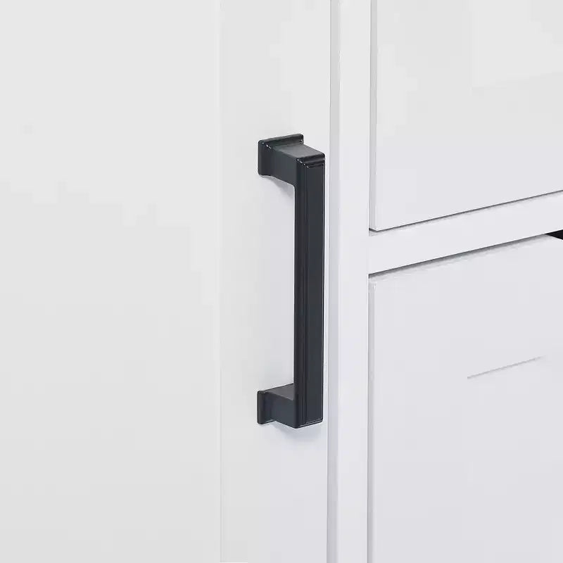 White Freestanding Bathroom Storage Cabinet with Open Shelf & Multiple Compartments