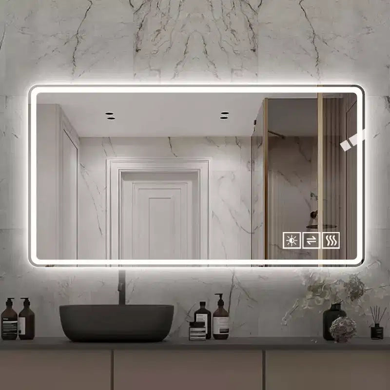 48x32 LED Bathroom Mirror: 3 Colors, 5-Level Dimmable, Anti-Fog, Wall Mounted, Horizontal/Vertical