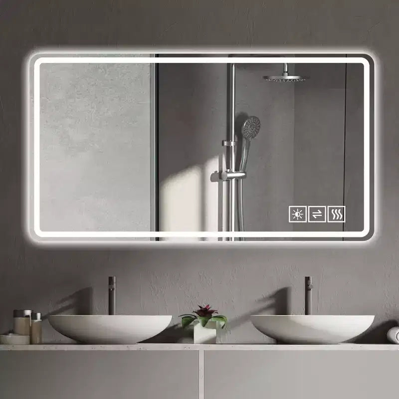 48x32 LED Bathroom Mirror: 3 Colors, 5-Level Dimmable, Anti-Fog, Wall Mounted, Horizontal/Vertical