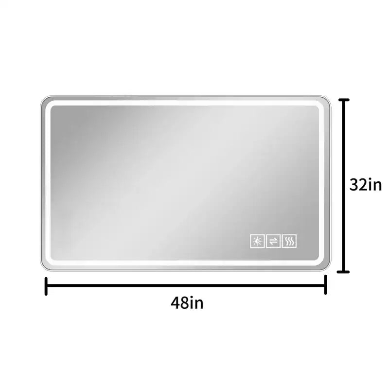 48x32 LED Bathroom Mirror: 3 Colors, 5-Level Dimmable, Anti-Fog, Wall Mounted, Horizontal/Vertical