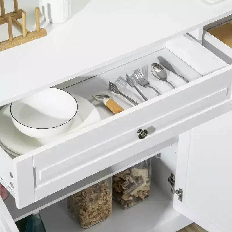 White Sideboard Buffet Cabinet with 2 Drawers & Adjustable Shelves, 45" Storage