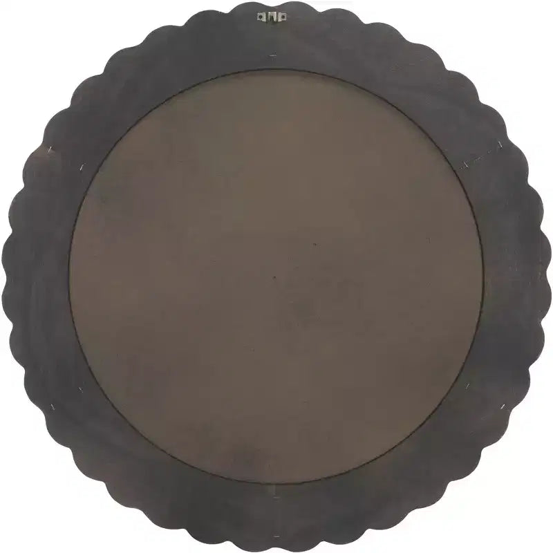 36" Round Scalloped Wall Mirror, White MDF Frame, No Assembly Required
