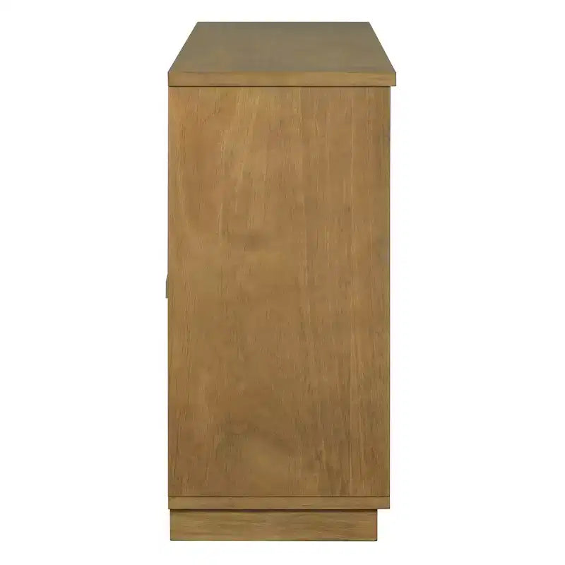 57.7" Sideboard with Arched Glass Doors, Adjustable Shelves & Cable Management, Pine