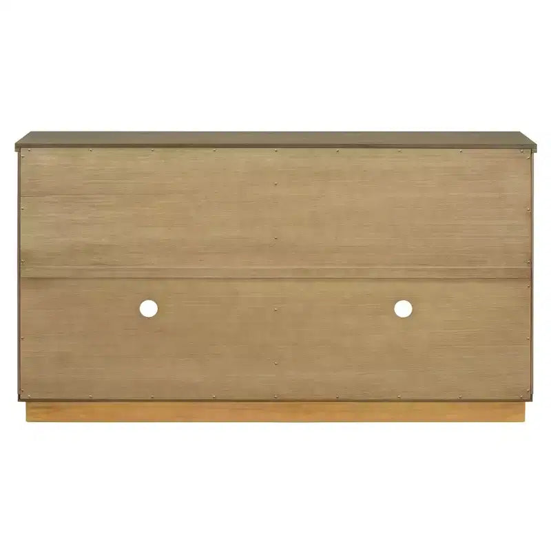 57.7" Sideboard with Arched Glass Doors, Adjustable Shelves & Cable Management, Pine
