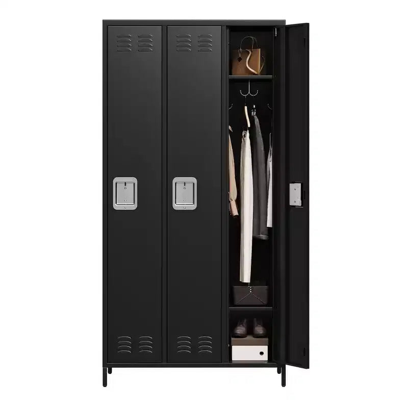 GustoWave 3 Doors Steel Storage, Metal Locker for School Office Gym, 72 Inch Locker Cabinet for Employees,Industrial Storage Locker with 3 Shelves