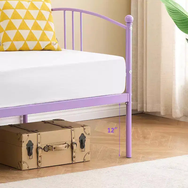 Twin Size Metal Daybed with Trundle & Arched Headboard, Sofa Bed for Living Room