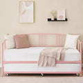Acekool Metal Daybed with Trundle, Arched Headboard, Sofa Bed Frame for Living Room and Guest Room, Twin Size