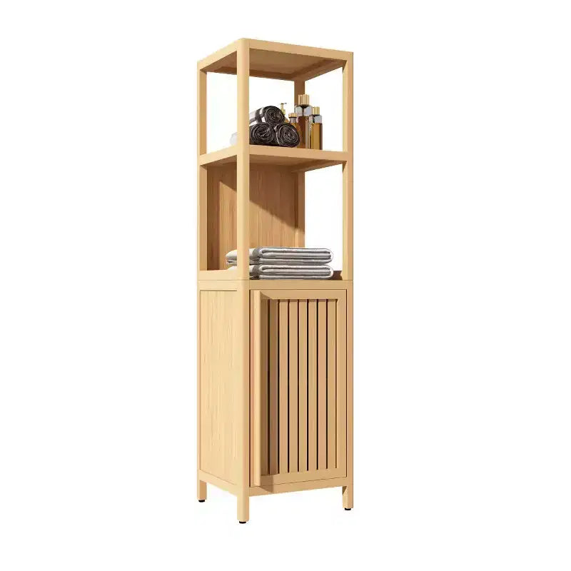 Bamboo Freestanding Bathroom Storage Cabinet with 2 Shelves & 1 Door