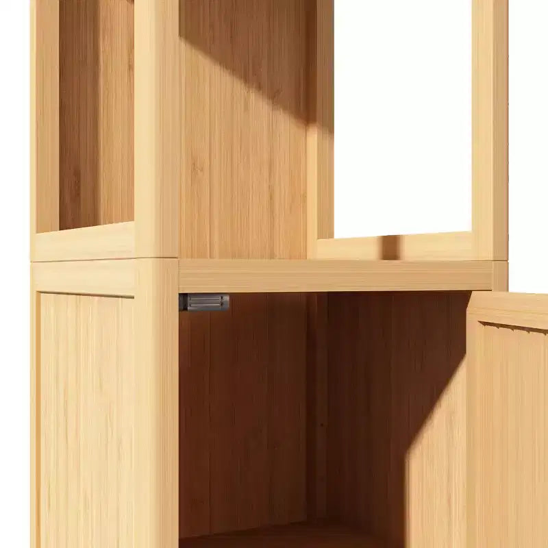 Bamboo Freestanding Bathroom Storage Cabinet with 2 Shelves & 1 Door