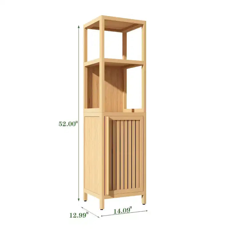 Bamboo Freestanding Bathroom Storage Cabinet with 2 Shelves & 1 Door