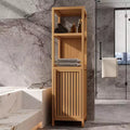 Okak Bamboo Bathroom Storage Cabinet, Multifunctional Freestanding Cabinet with 2 Shelves&1 Door, Bathroom & Kitchen Organizer