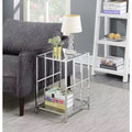 HomeStock 24 in.H Silver Color Rectangle Glass Table Top End Table 1 -piece