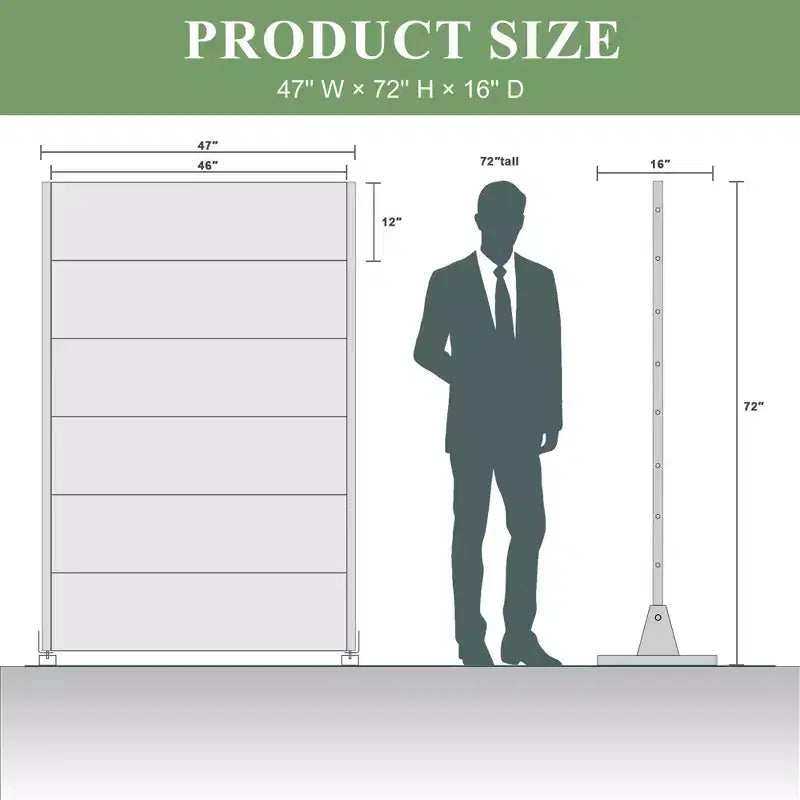 72x47" Metal Outdoor Patio Privacy Screen, Freestanding Room Divider, White