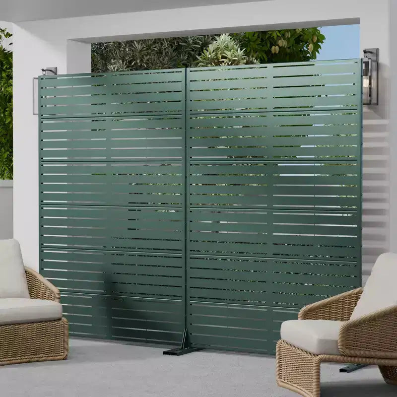 72x47" Metal Outdoor Patio Privacy Screen, Freestanding Room Divider, White