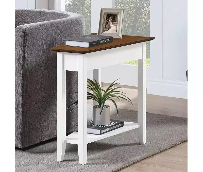 Round End Table with Bottom Shelf & Curved Legs, Elegant Living Room Accent Table