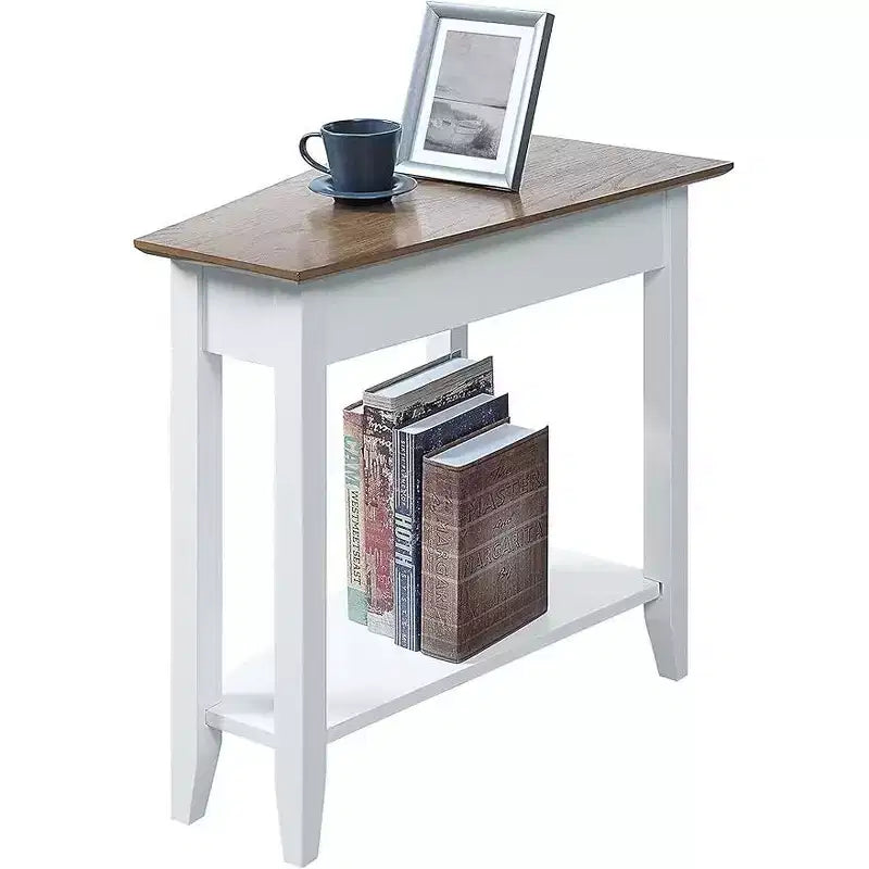 Round End Table with Bottom Shelf & Curved Legs, Elegant Living Room Accent Table