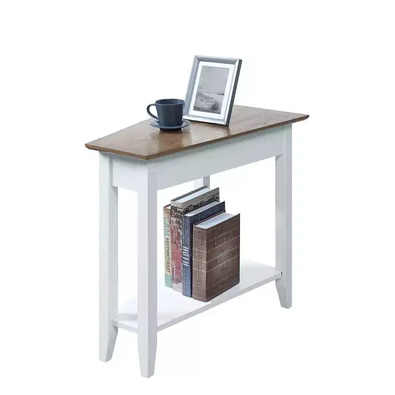 Round End Table with Bottom Shelf & Curved Legs, Elegant Living Room Accent Table