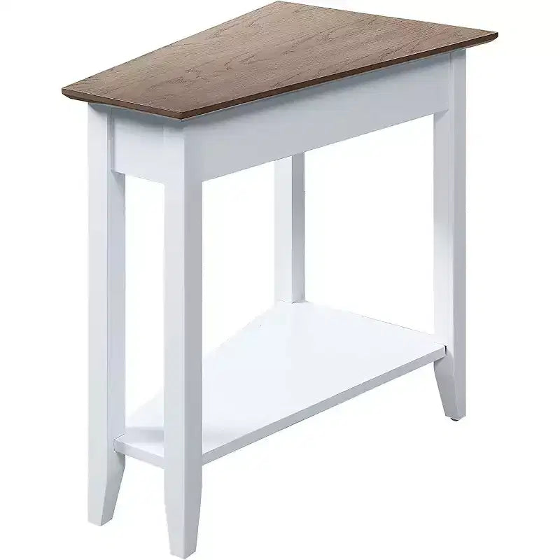 Round End Table with Bottom Shelf & Curved Legs, Elegant Living Room Accent Table