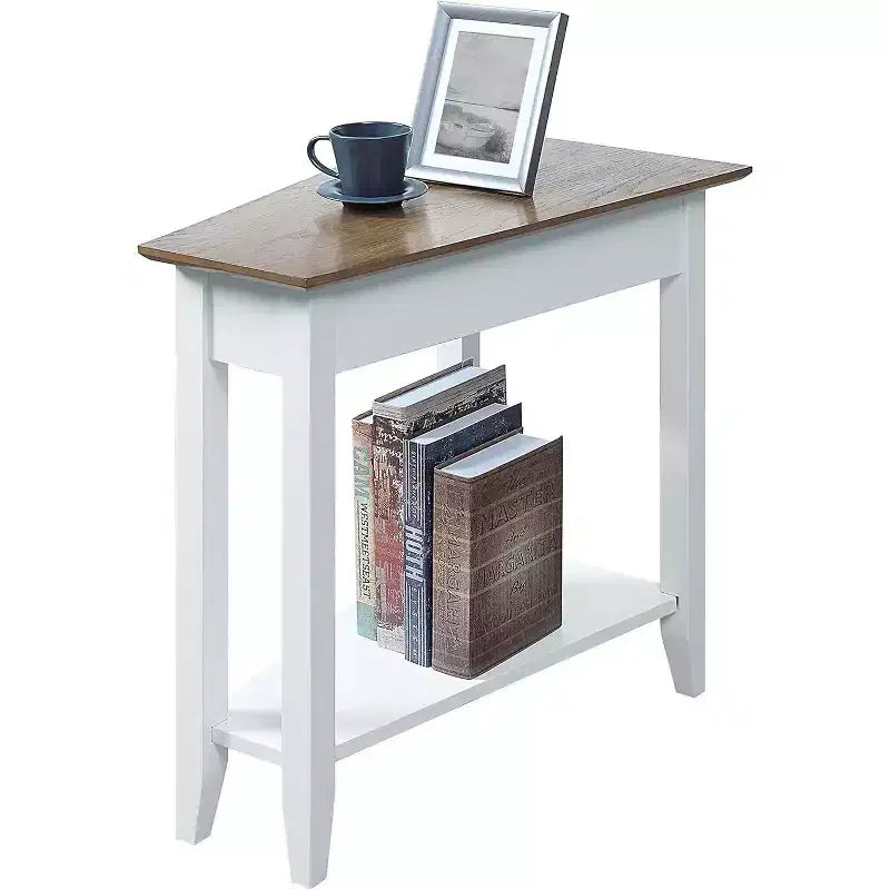 Round End Table with Bottom Shelf & Curved Legs, Elegant Living Room Accent Table