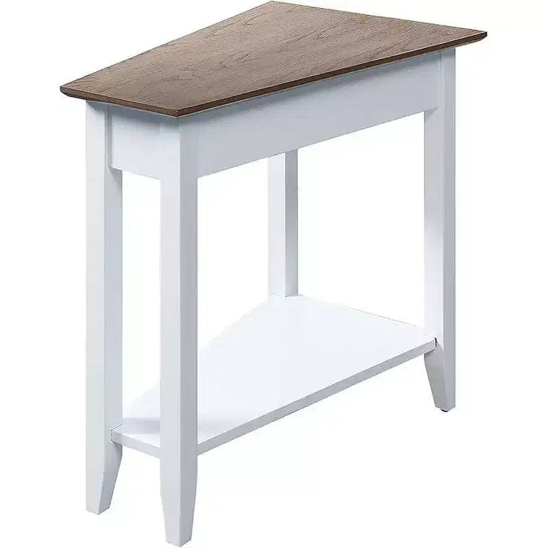 Round End Table with Bottom Shelf & Curved Legs, Elegant Living Room Accent Table