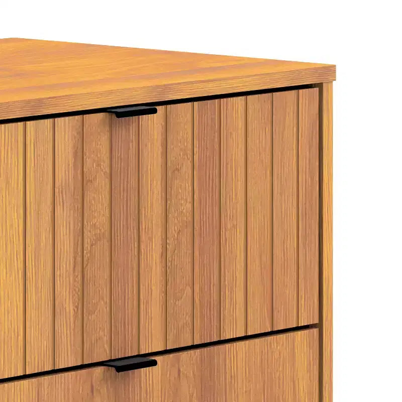 6-Drawer Dresser with Interlocking Design, Amber Walnut Finish, Bedroom Storage