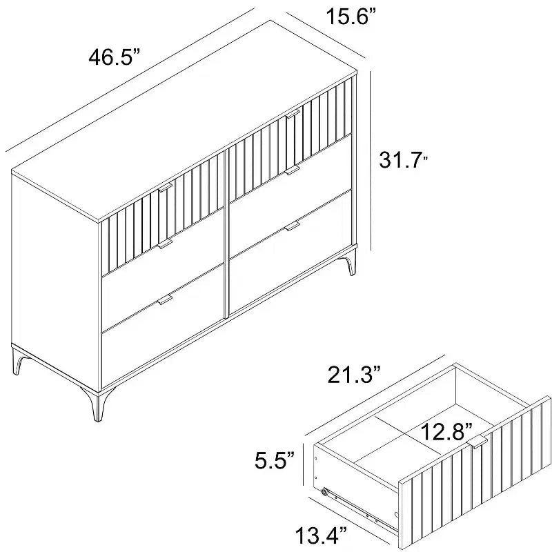 6-Drawer Dresser with Interlocking Design, Amber Walnut Finish, Bedroom Storage