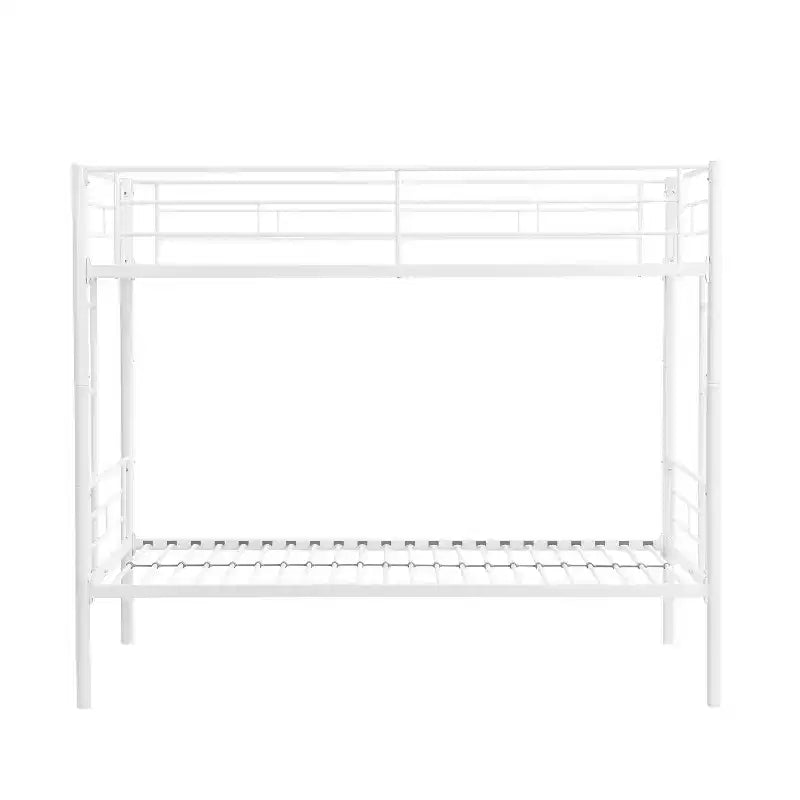Bellemave Metal Twin Over Twin Bunk Bed with Guardrail & Ladder, Convertible Heavy Duty Bed for Kids, Teens & Adults, White