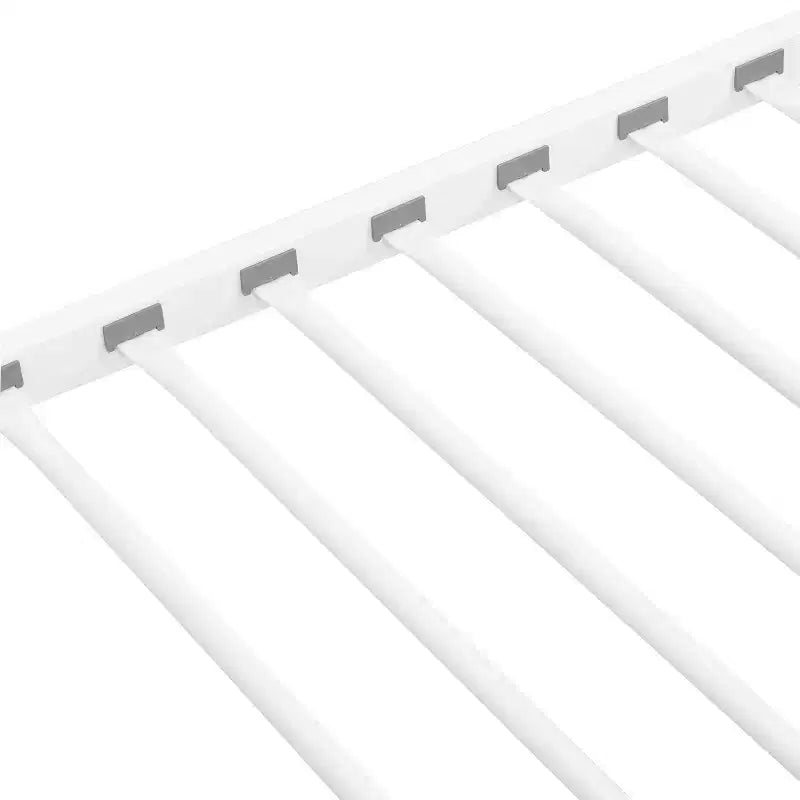 Twin Over Twin Metal Bunk Bed with Guardrail & Ladder, Convertible, White