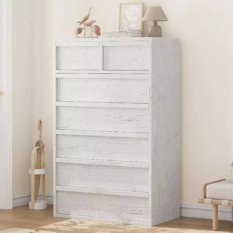 22" Wide Nightstand with Drawer & Open Storage Shelf, Grey Wood Bedside Table