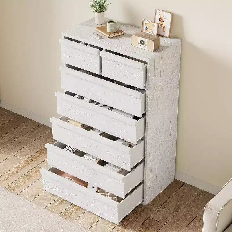 22" Wide Nightstand with Drawer & Open Storage Shelf, Grey Wood Bedside Table