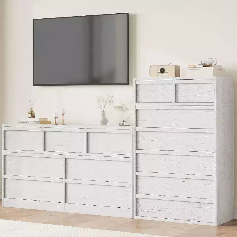 22" Wide Nightstand with Drawer & Open Storage Shelf, Grey Wood Bedside Table