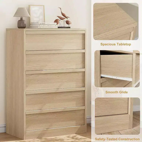 22" Wide Nightstand with Drawer & Open Storage Shelf, Grey Wood Bedside Table