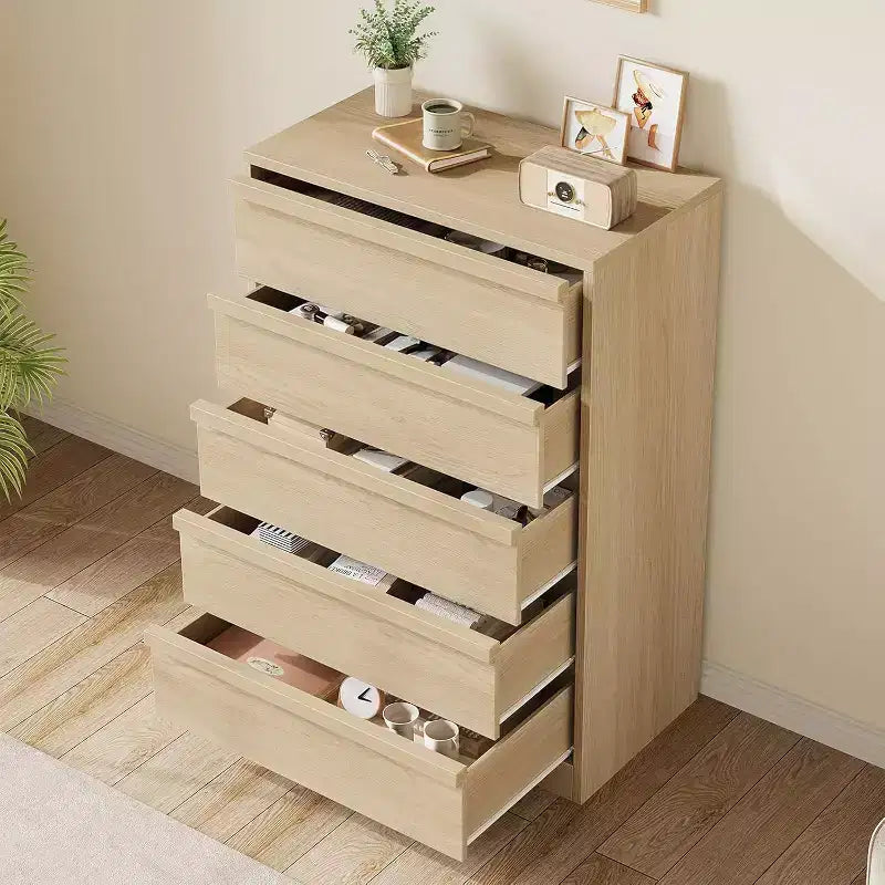22" Wide Nightstand with Drawer & Open Storage Shelf, Grey Wood Bedside Table