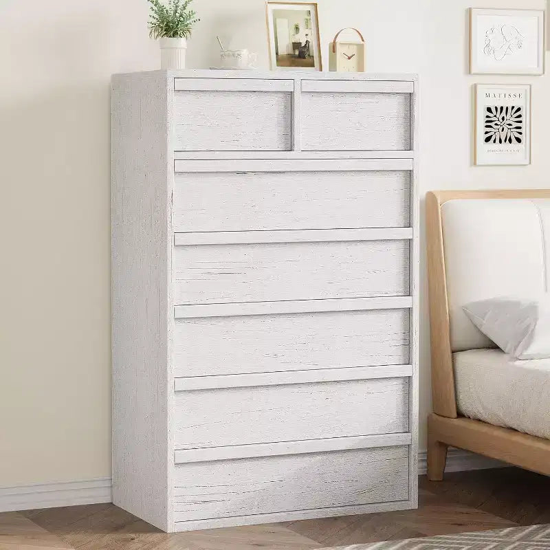 22" Wide Nightstand with Drawer & Open Storage Shelf, Grey Wood Bedside Table