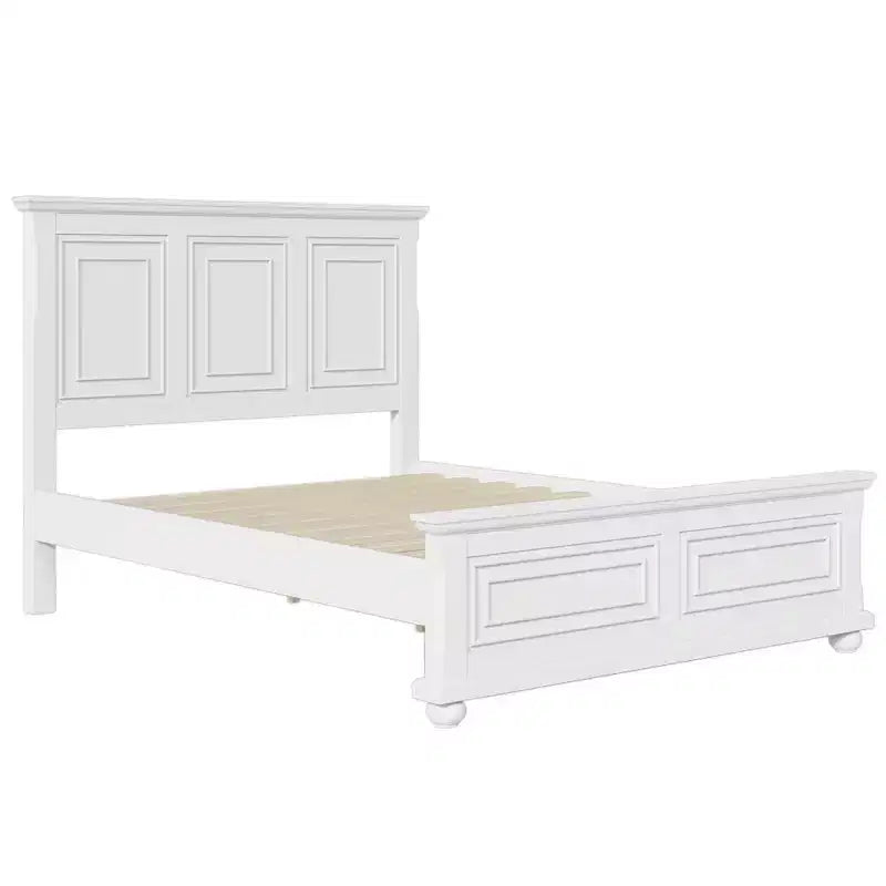 Queen Bed Frame, Vintage Pinewood with Decorative Headboard & Footboard
